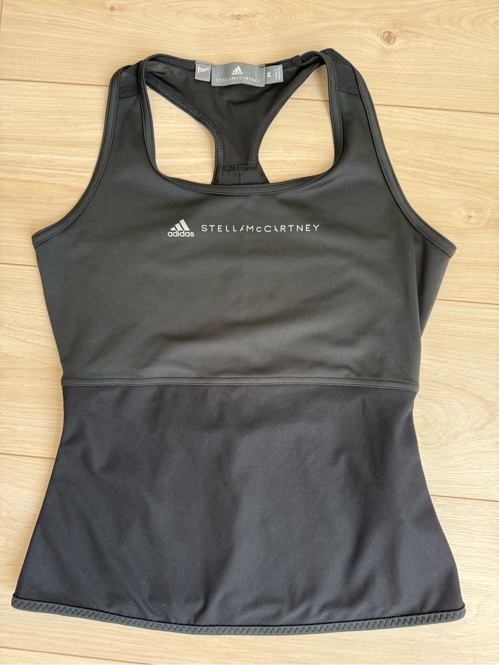 Stella McCartney Black Racerback Sports Top with Mesh Panel